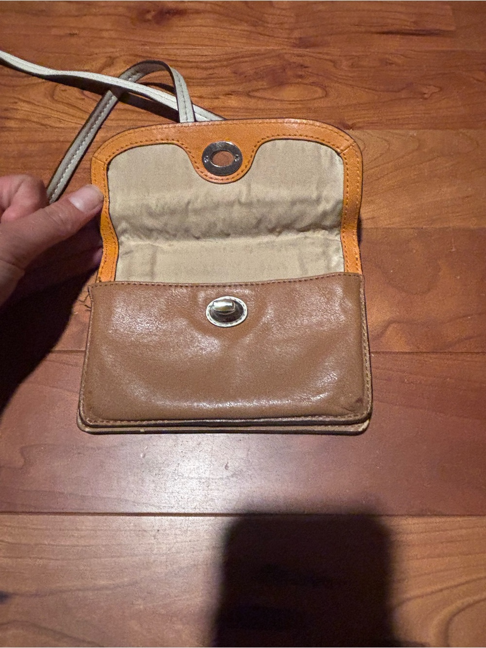 Coach Park Dylan Turnlock Two-Tone Brown & Orange Leather Crossbody Bag - Picture 4 of 6